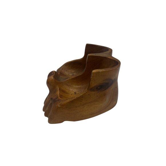 Vintage Hand-Carved Wood Double Foot Ashtray Catchall Monkey Pod Style MCM 1960s - Picture 2 of 6